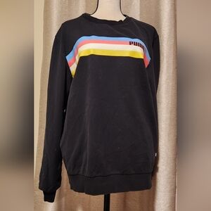 PUMA Men’s Black Crewneck Sweater with Multicolor Stripes